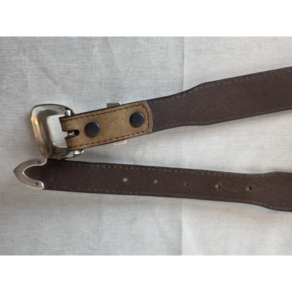 Badger Genuine Leather Concho Belt Mens Size 46 Brown Silver Western Braided